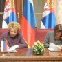 12 May 2015 The Speaker of the National Assembly of the Republic of Serbia Maja Gojkovic and the Chairperson of the Russian Federation Council Valentina Matviyenko sign the Agreement on Interparliamentary Cooperation between the National Assembly and the 